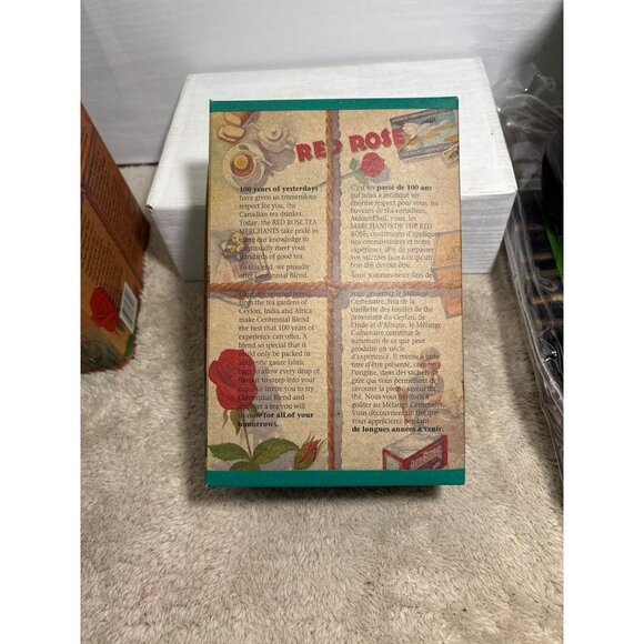 Red Rose Tea Tin Centennial Blend Hinged 100 Year w/ Original Cardboard Box - Picture 14 of 16